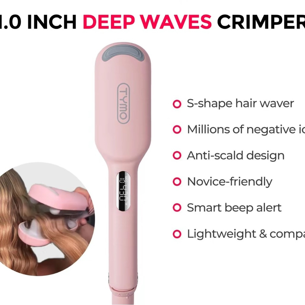 Pink Hair Crimper with S-Shape Waves